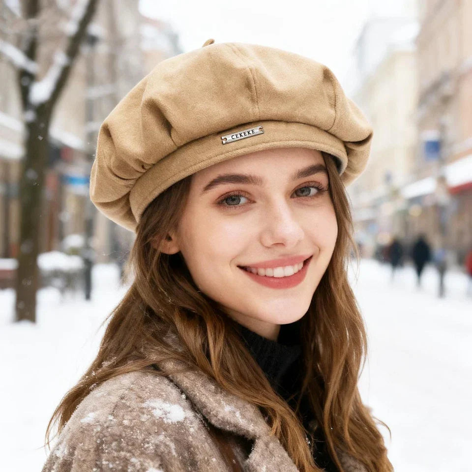 Women's Beret Hat French Classic Solid Color Winter Warm Fashion Cap Retro Hats